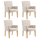 Chaises à manger avec accoudoirs lot de 4 beige tissu