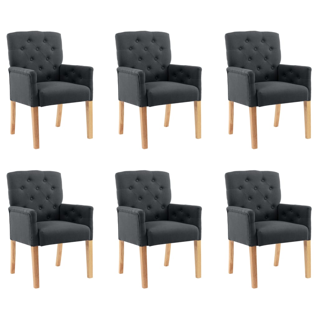 Chaises à manger avec accoudoirs lot de 6 gris tissu