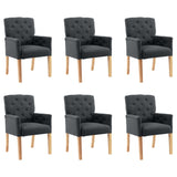 Chaises à manger avec accoudoirs lot de 6 gris tissu