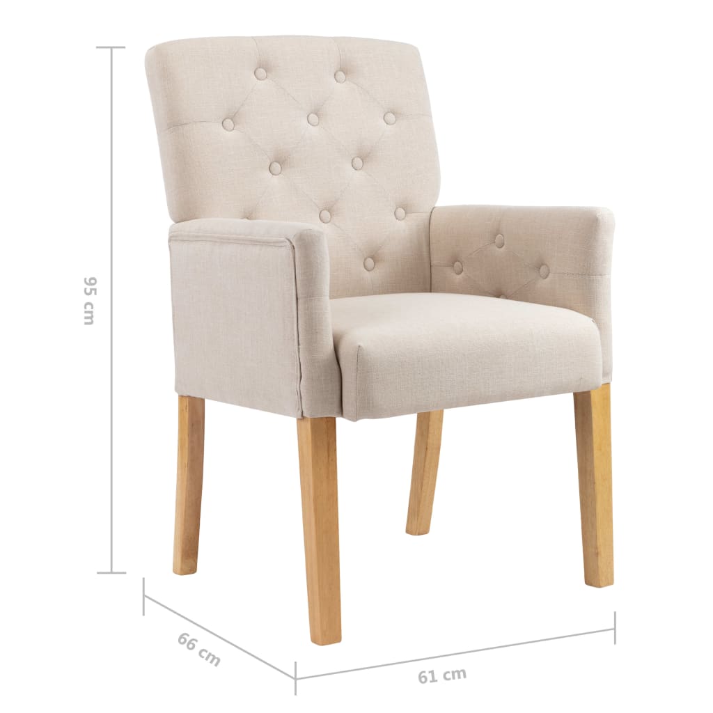 Chaises à manger avec accoudoirs lot de 6 beige tissu