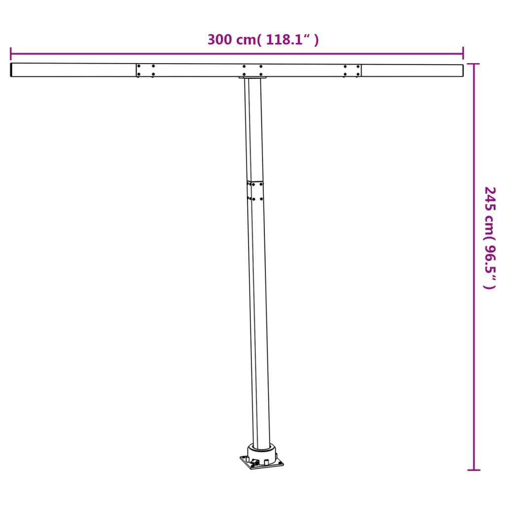 Jeu de poteaux d'auvent anthracite 300x245 cm fer