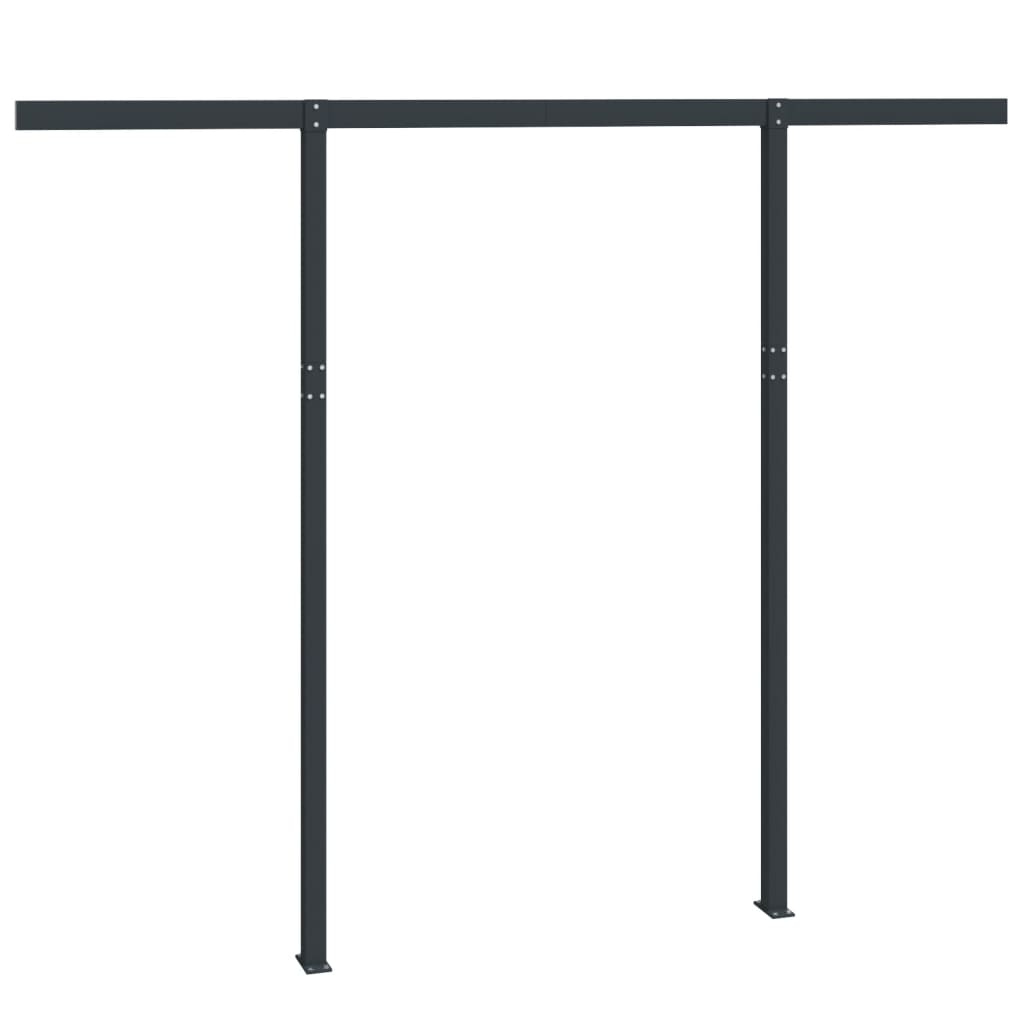 Jeu de poteaux d'auvent anthracite 300x245 cm fer