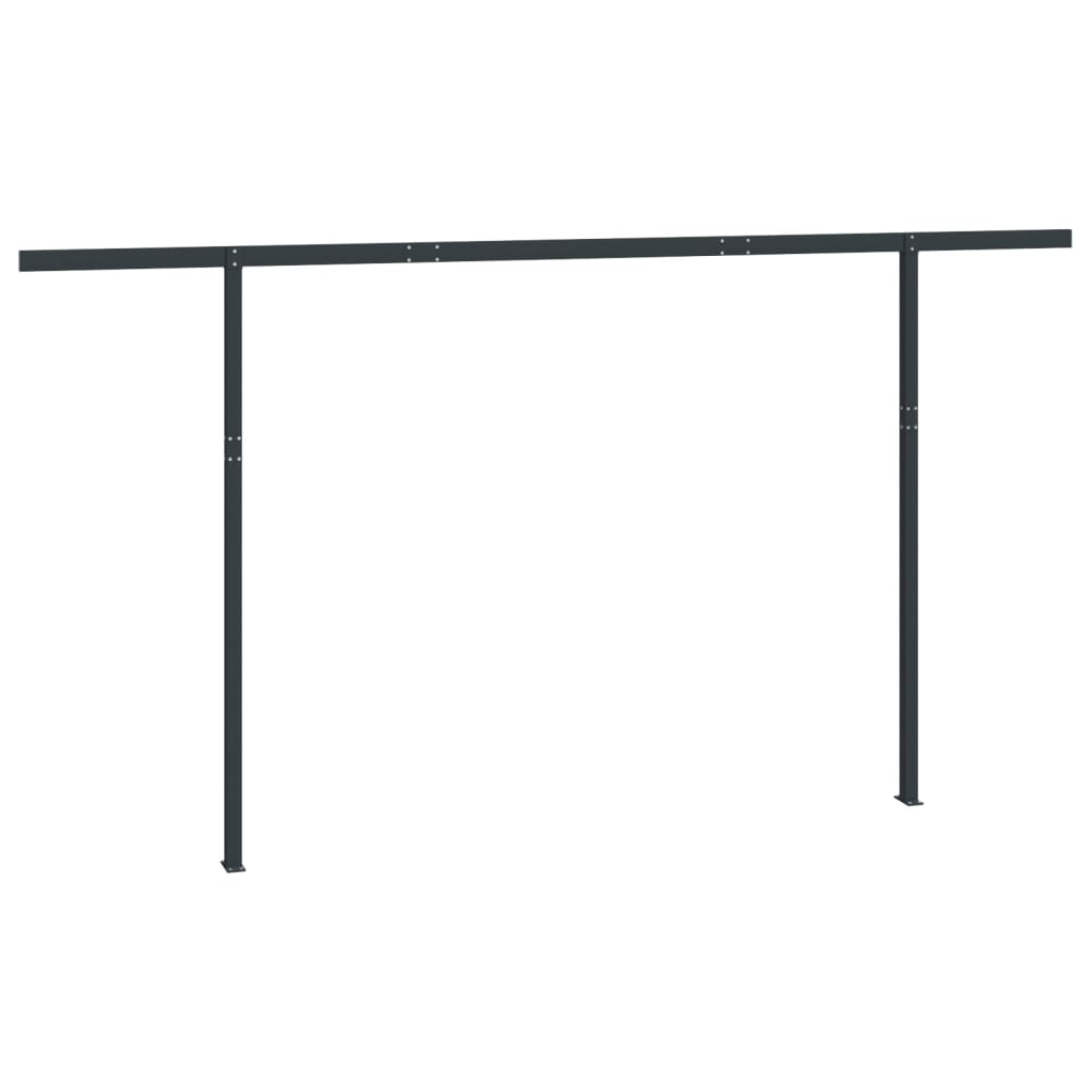 Jeu de poteaux d'auvent anthracite 450x245 cm fer