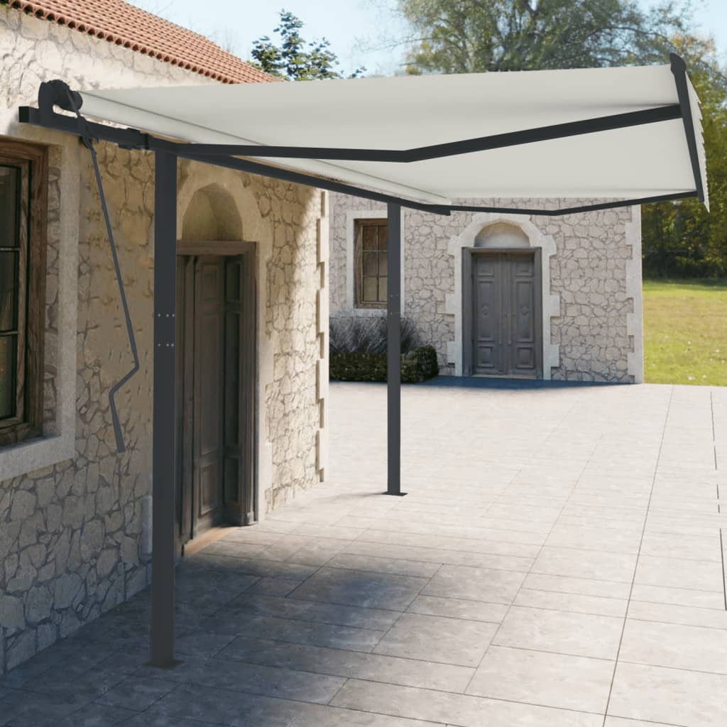 Jeu de poteaux d'auvent anthracite 450x245 cm fer