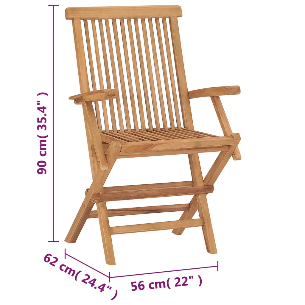 Chaises de jardin pliables lot de 2 Bois de teck massif