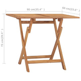 Table à dîner pliable de jardin 90x60x75 cm Bois de teck solide