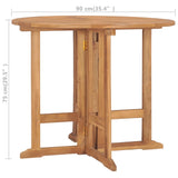 Table à dîner pliable de jardin Ø90x75 cm Bois de teck solide