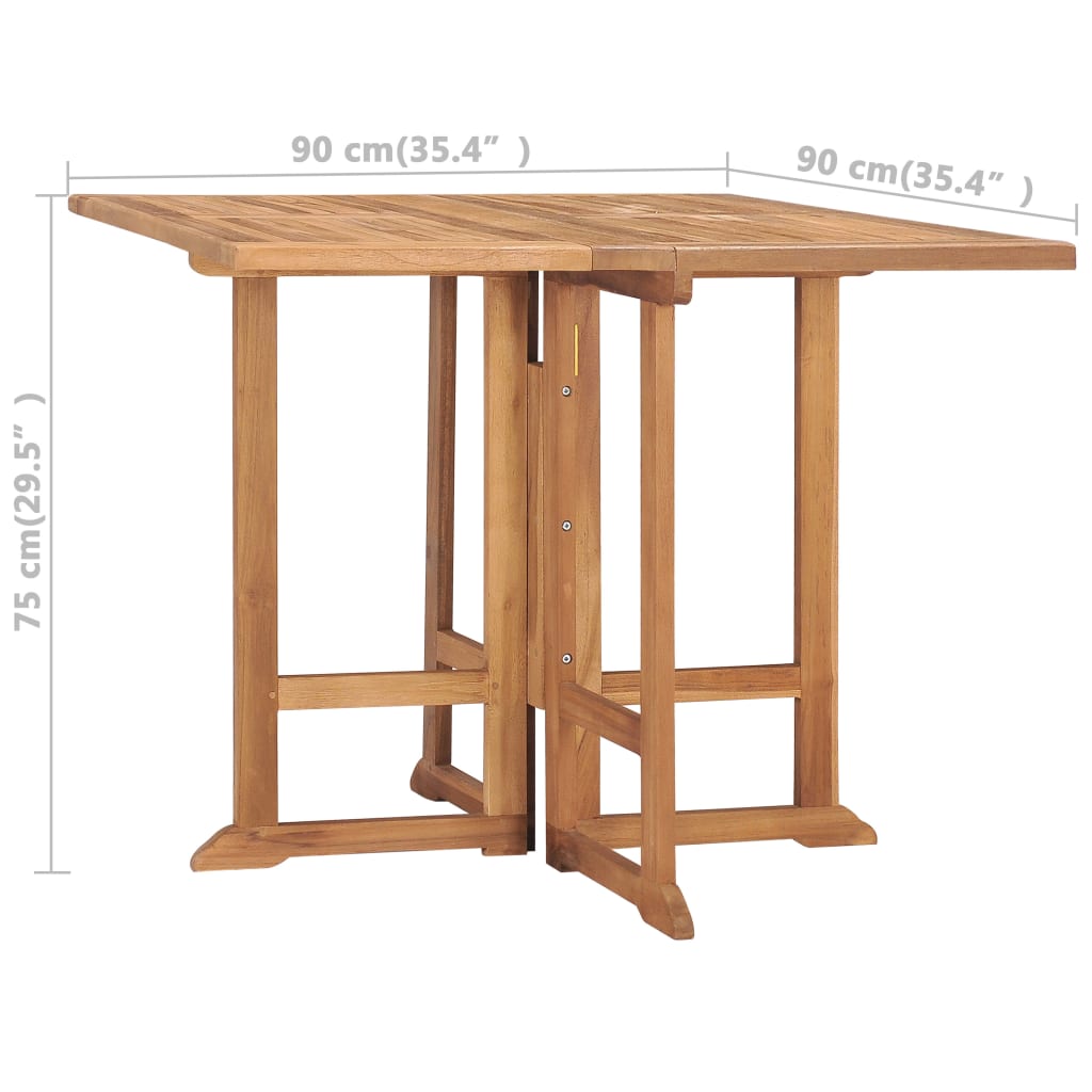 Table à dîner pliable de jardin Ø90x75 cm Bois de teck solide