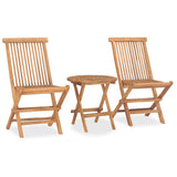 Ensemble à manger d'extérieur pliable 3 pcs bois solide de teck