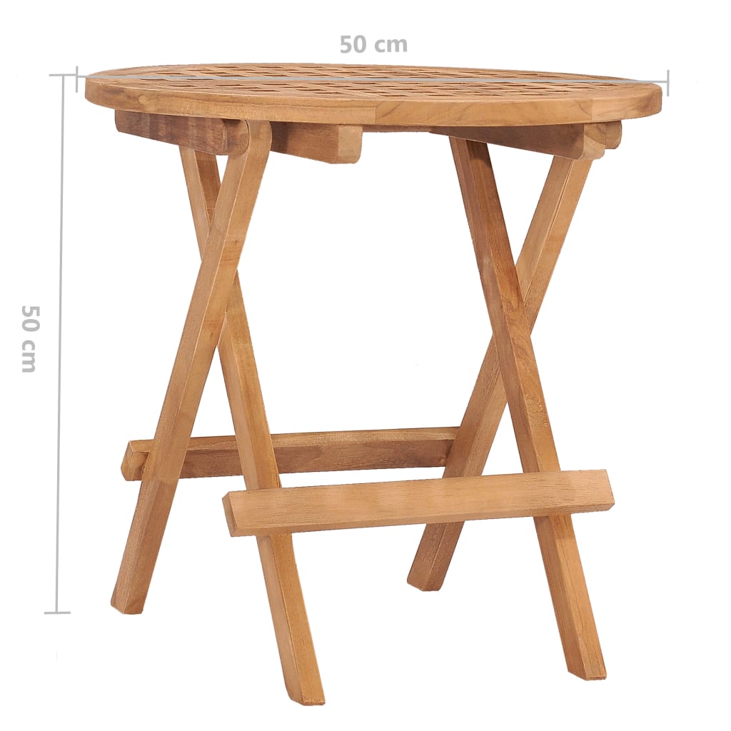 Ensemble à manger d'extérieur pliable 3 pcs bois solide de teck