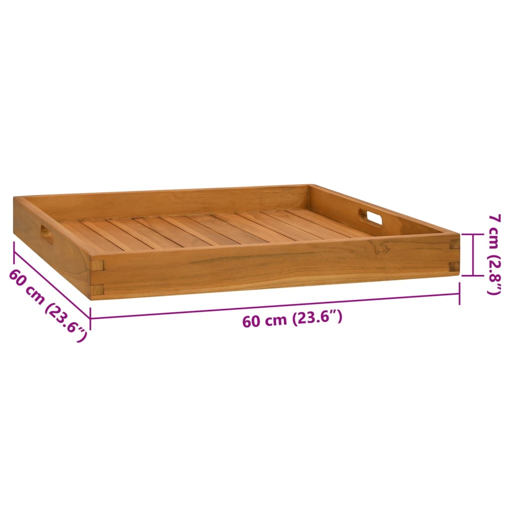 Plateau de service 60x60 cm Bois de teck massif