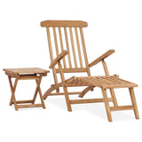 Garden lounger with footrest and table Teak wood