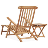 Garden lounger with footrest and table Teak wood