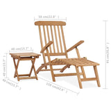 Garden lounger with footrest and table Teak wood