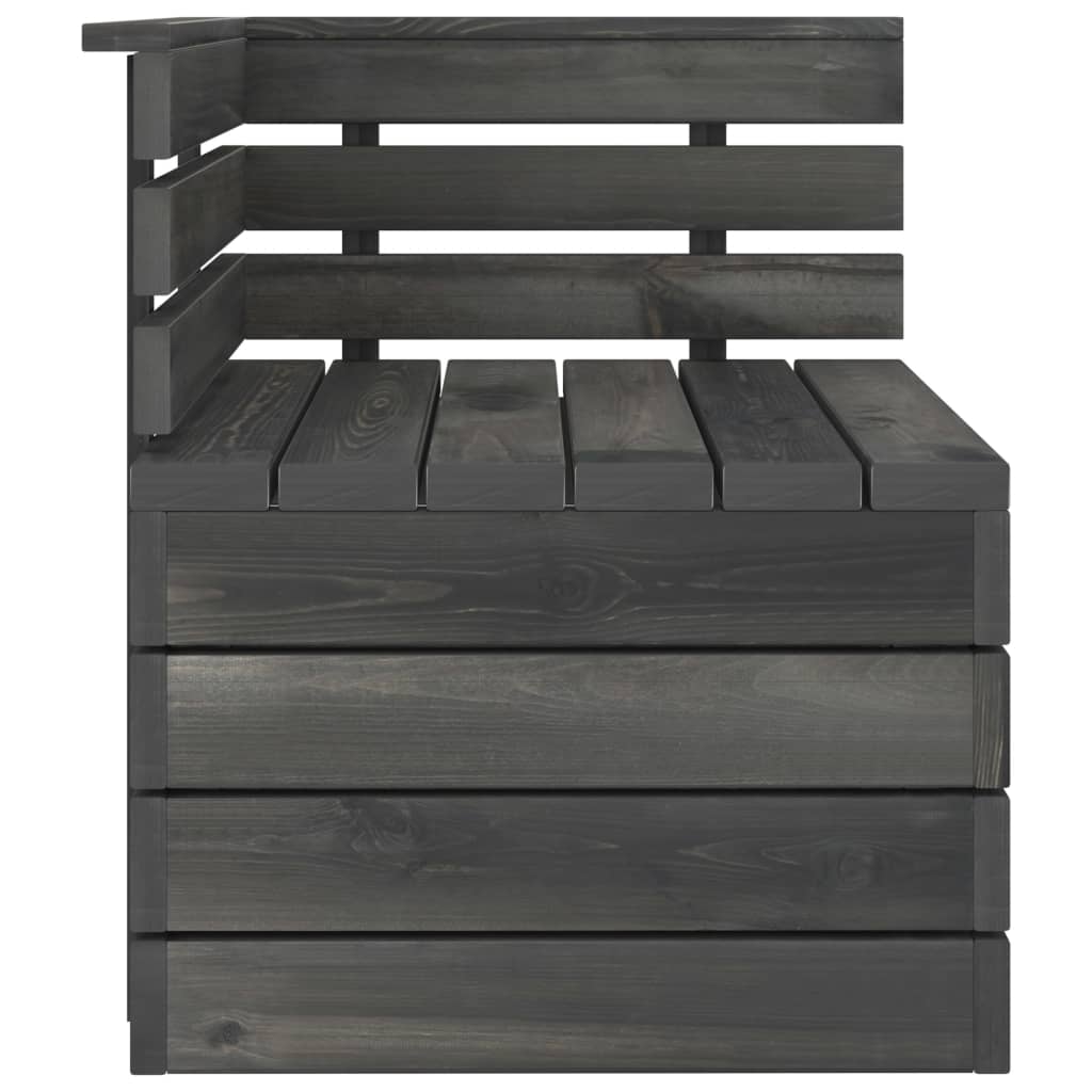 Canapé palette d'angle de jardin Bois de pin massif Gris foncé