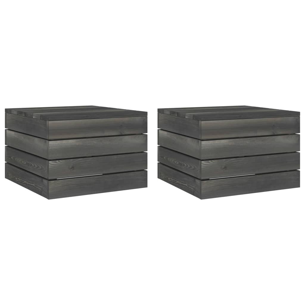 Tables palette de jardin 2 pcs Bois de pin massif Gris foncé