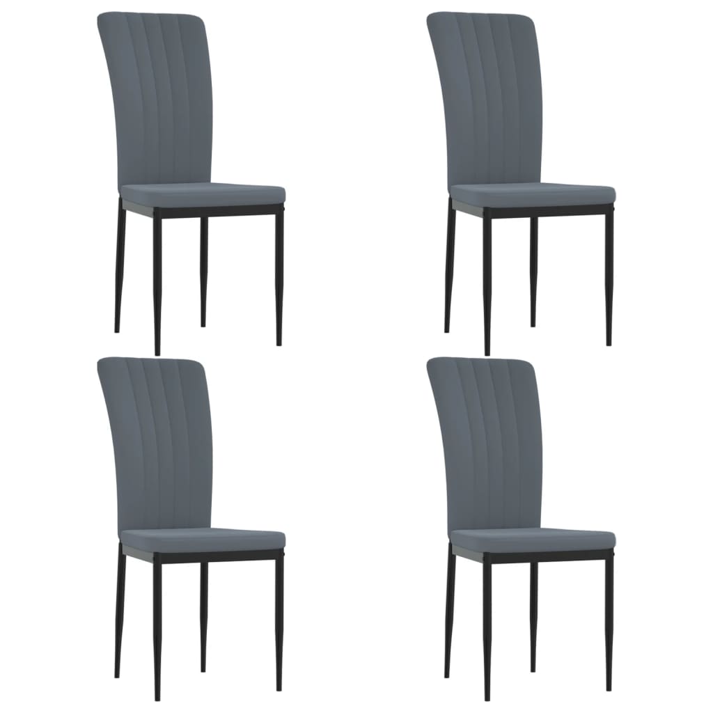 Chaises à manger lot de 4 Gris foncé Velours