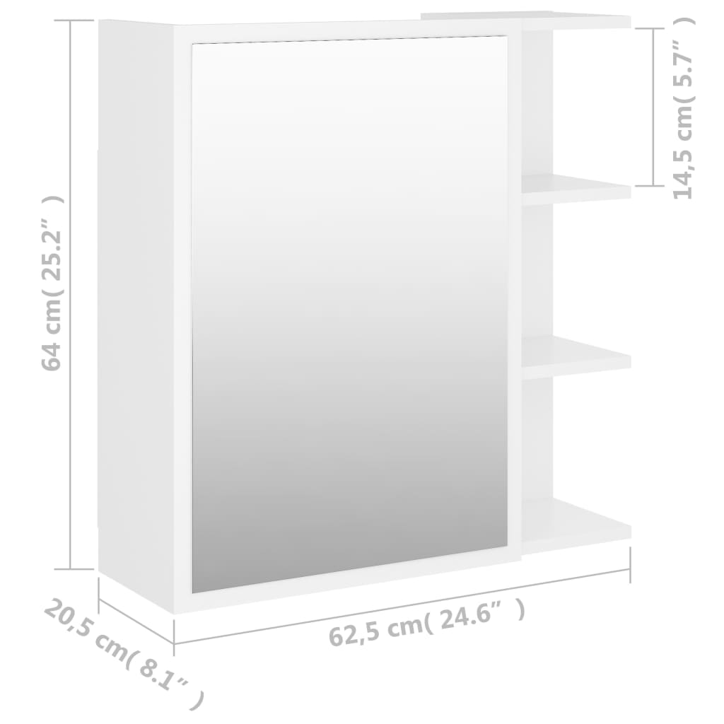 Armoire à miroir de salle de bain Blanc Bois d’ingénierie