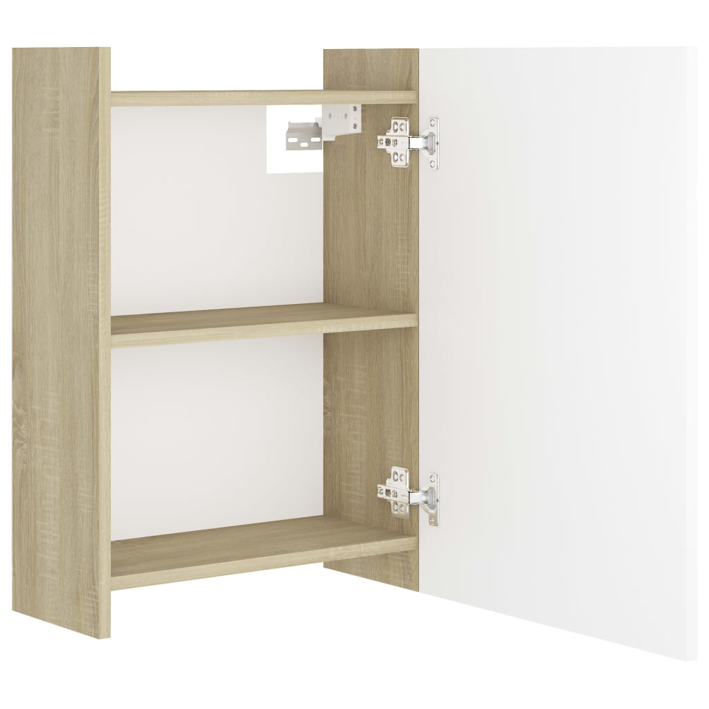 Armoire à miroir de bain Blanc et chêne sonoma Bois ingénierie