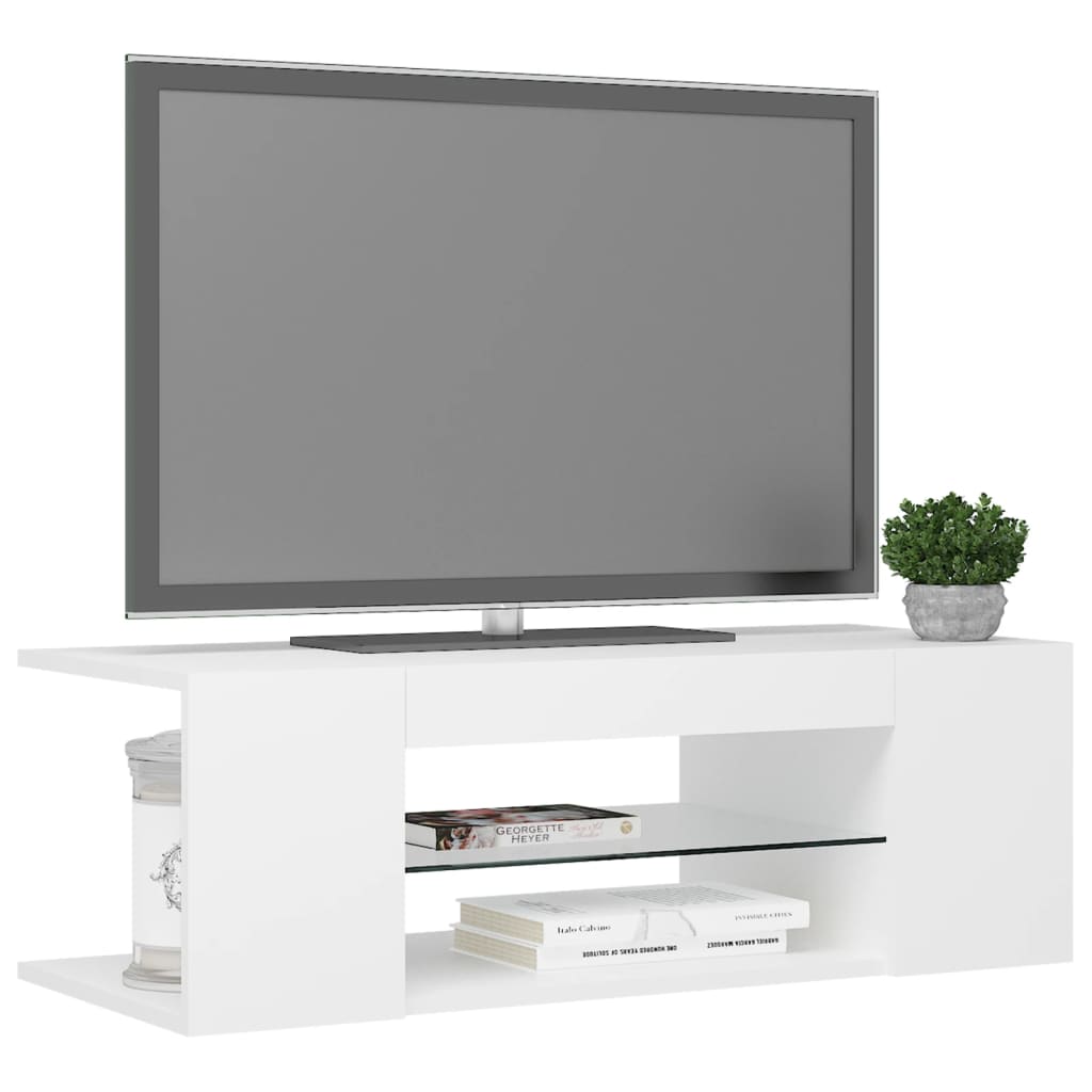 Meuble TV avec lumières LED Blanc 90x39x30 cm