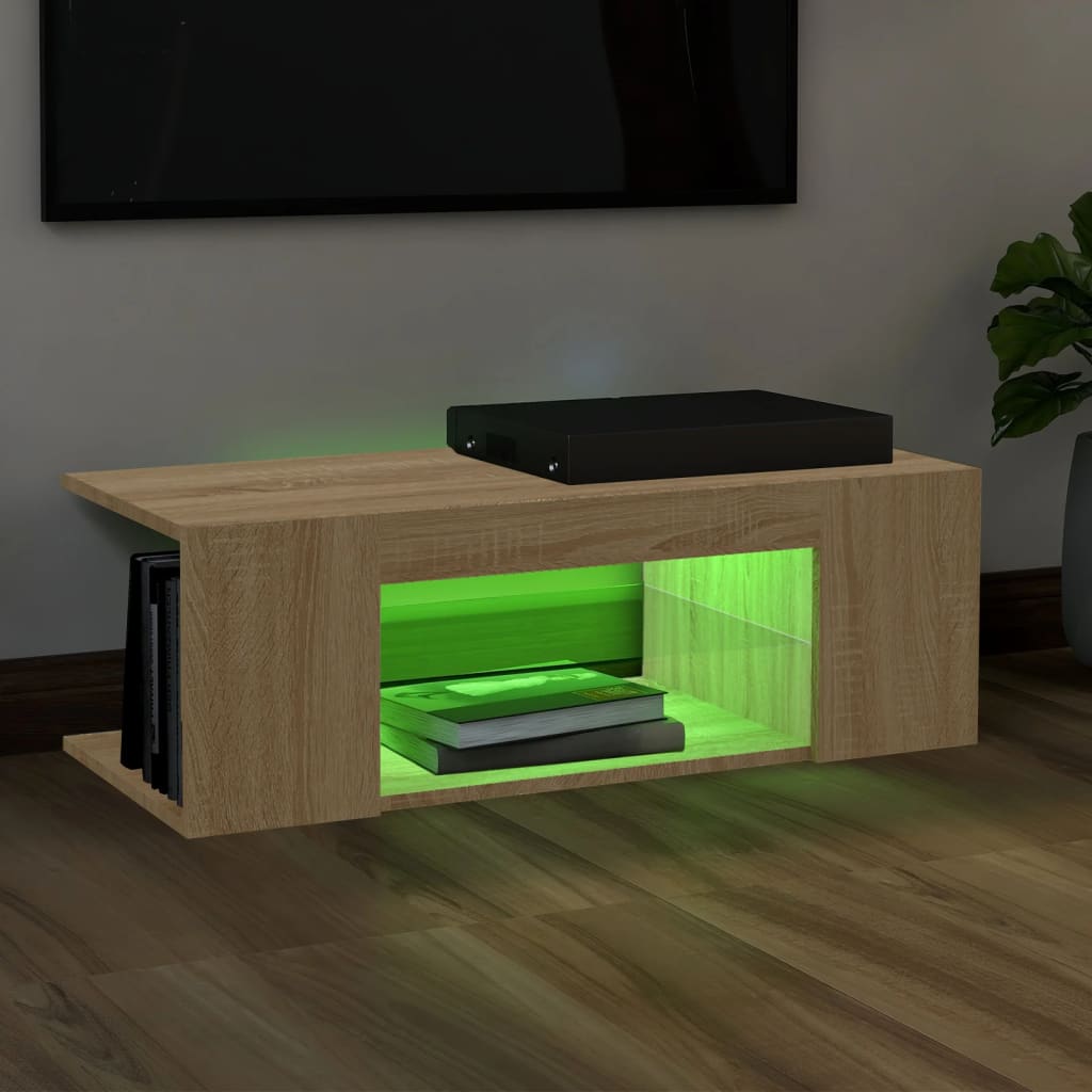 Meuble TV avec lumières LED chêne sonoma 90x39x30 cm