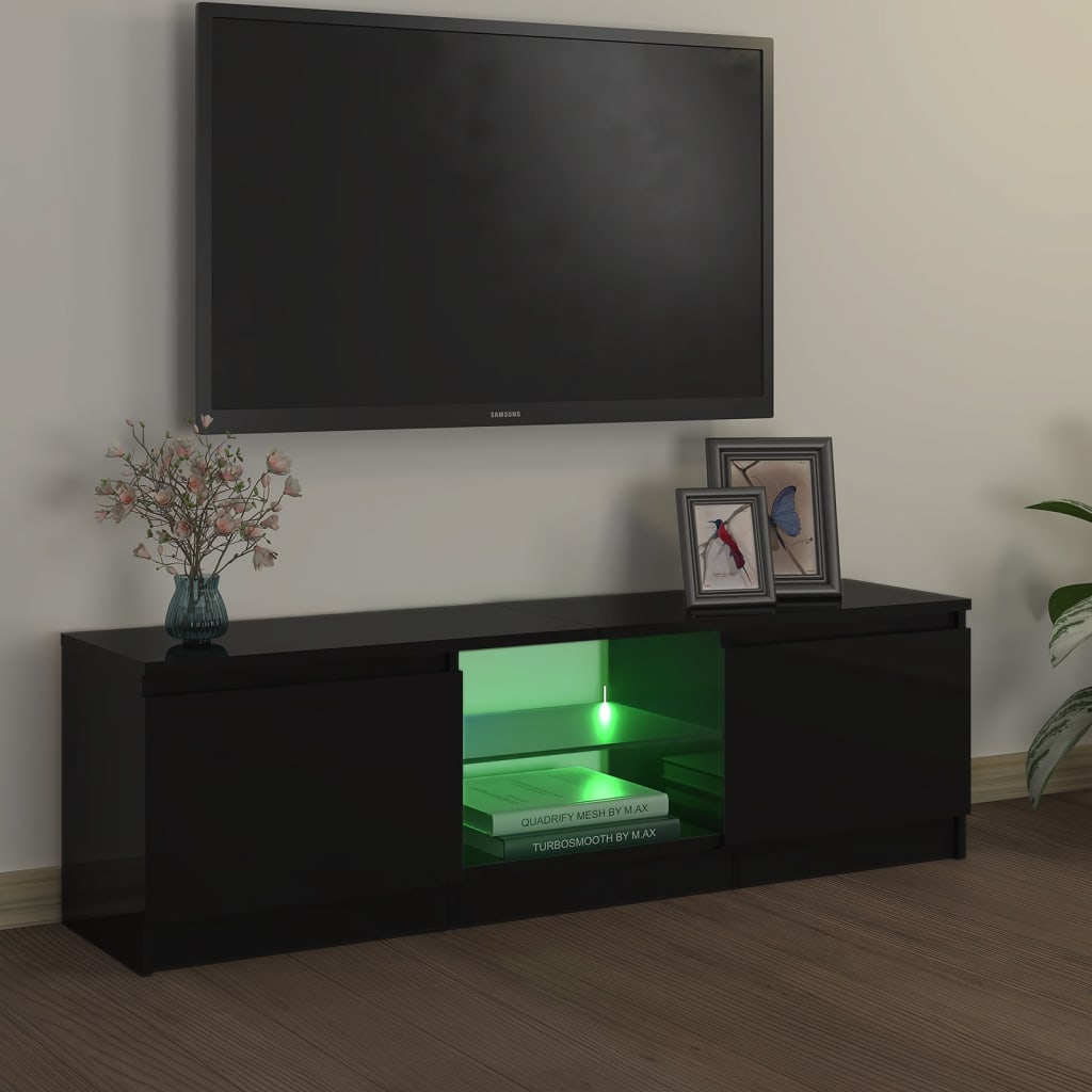 Meuble TV avec lumières LED Noir 120x30x35,5 cm