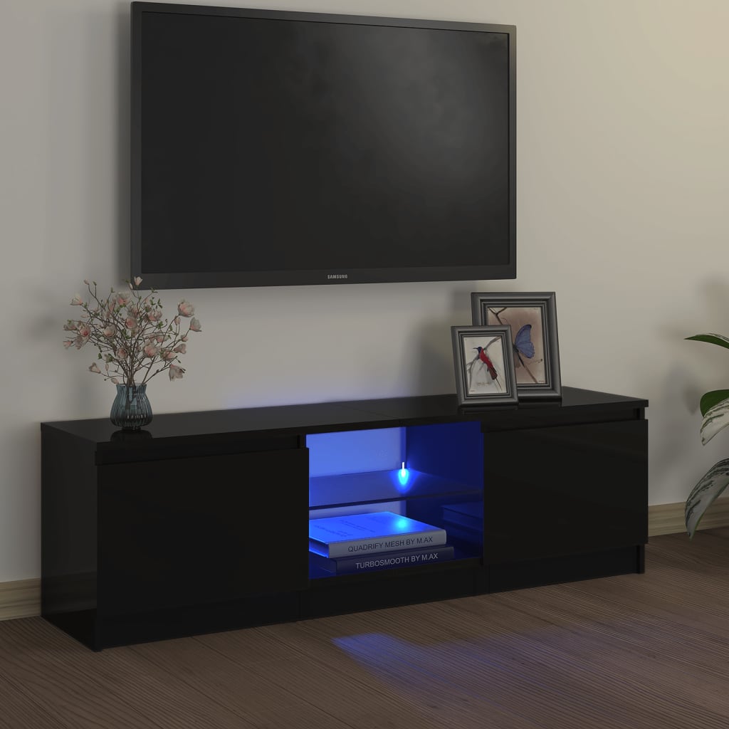 Meuble TV avec lumières LED Noir 120x30x35,5 cm