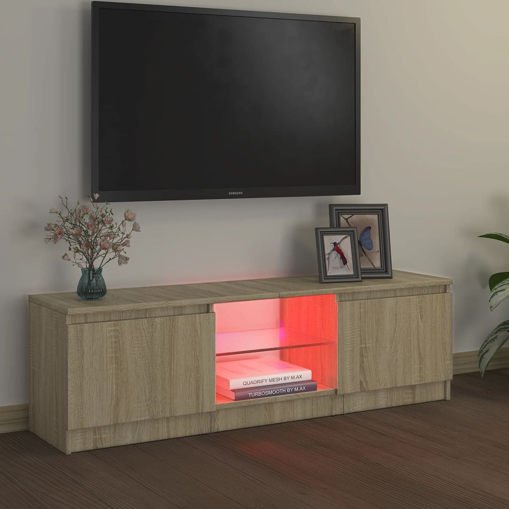 Meuble TV avec lumières LED chêne sonoma 120x30x35,5 cm