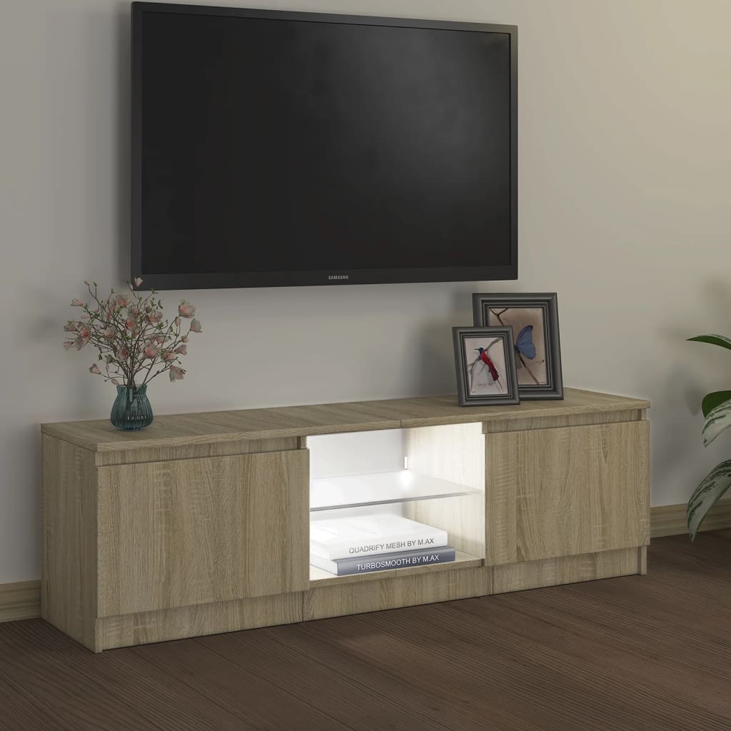 Meuble TV avec lumières LED chêne sonoma 120x30x35,5 cm