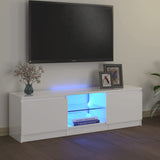 Meuble TV avec lumières LED blanc brillant 120x30x35,5 cm