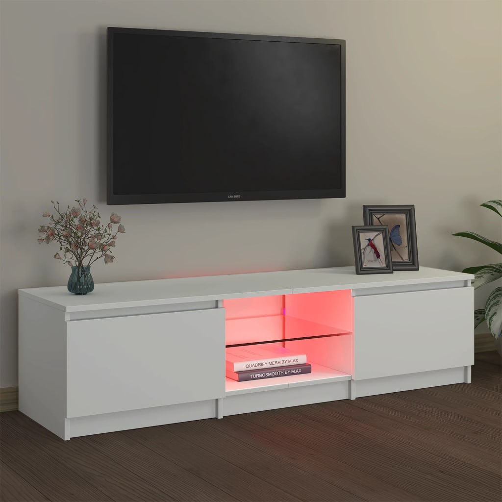 Meuble TV avec lumières LED blanc 140x40x35,5 cm