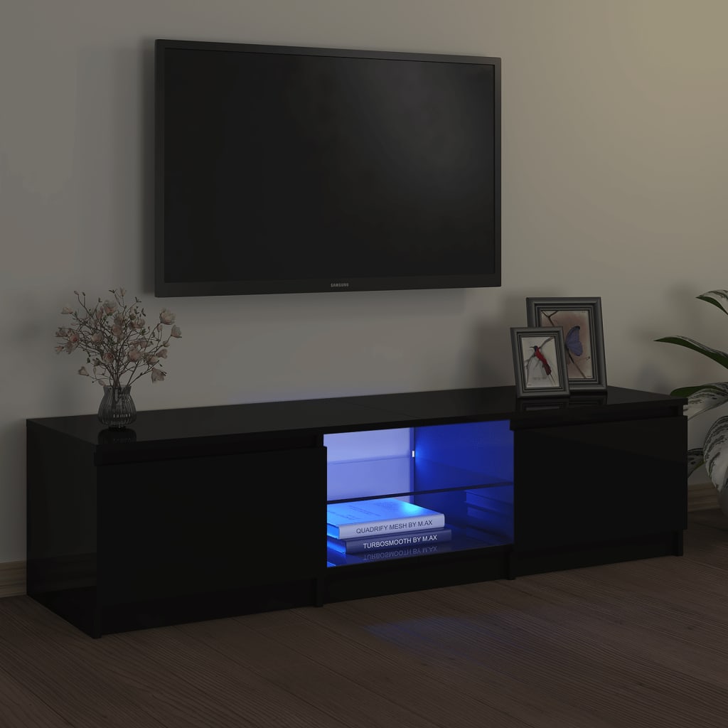 Meuble TV avec lumières LED noir 140x40x35,5 cm