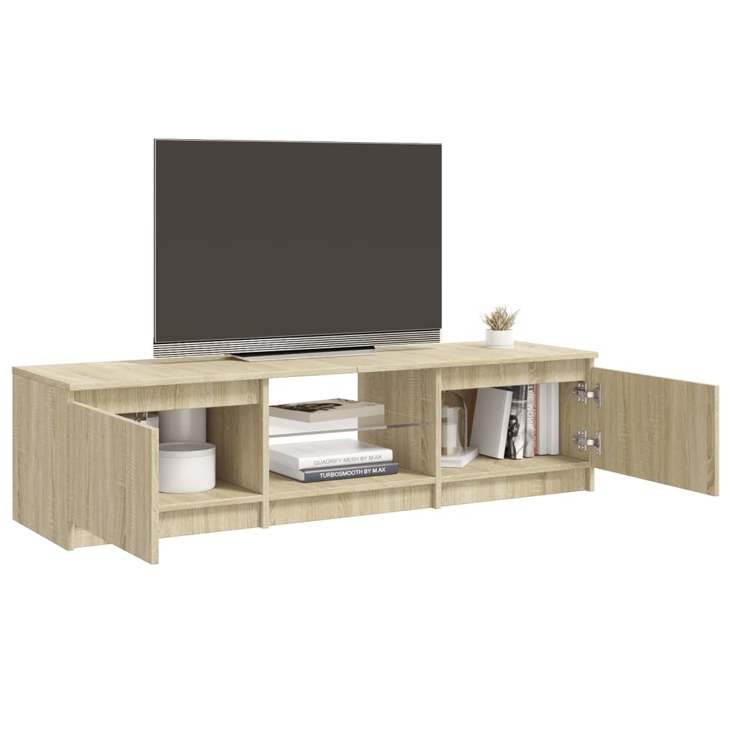 Meuble TV avec lumières LED chêne sonoma 140x40x35,5 cm