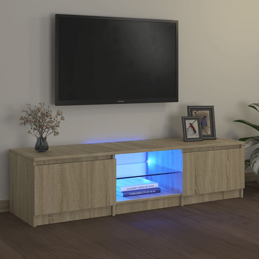 Meuble TV avec lumières LED chêne sonoma 140x40x35,5 cm