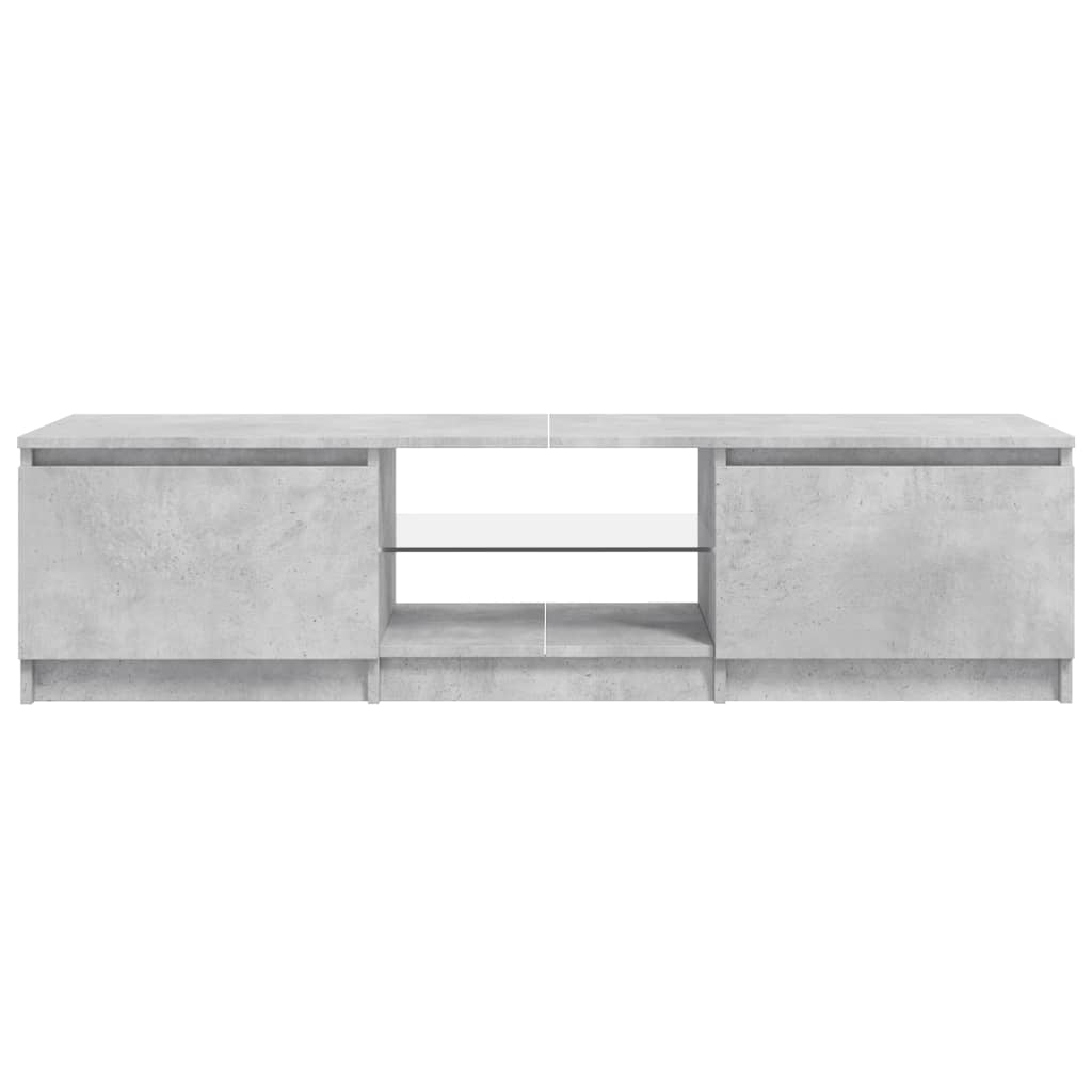 Meuble TV avec lumières LED gris béton 140x40x35,5 cm