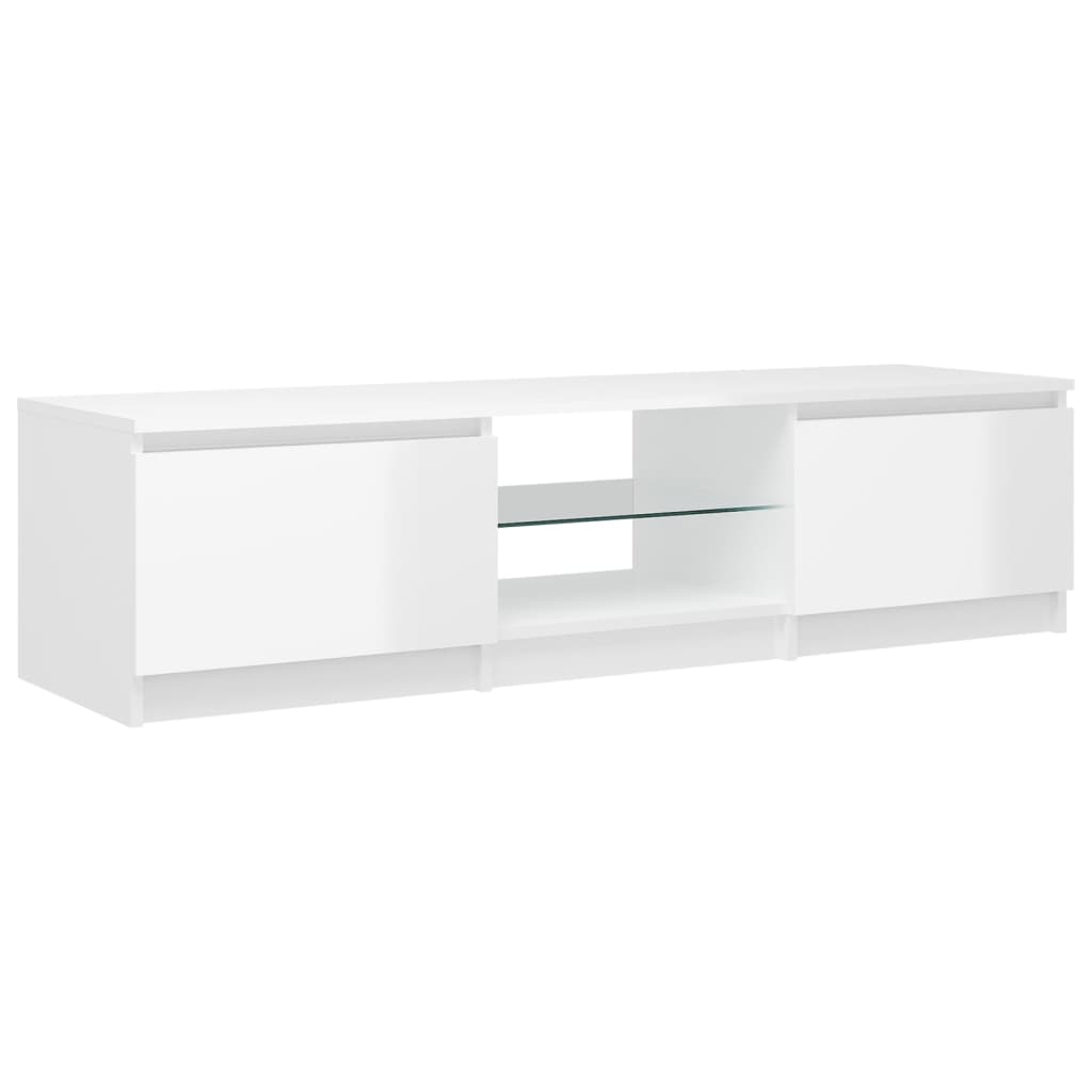 Meuble TV avec lumières LED blanc brillant 140x40x35,5 cm