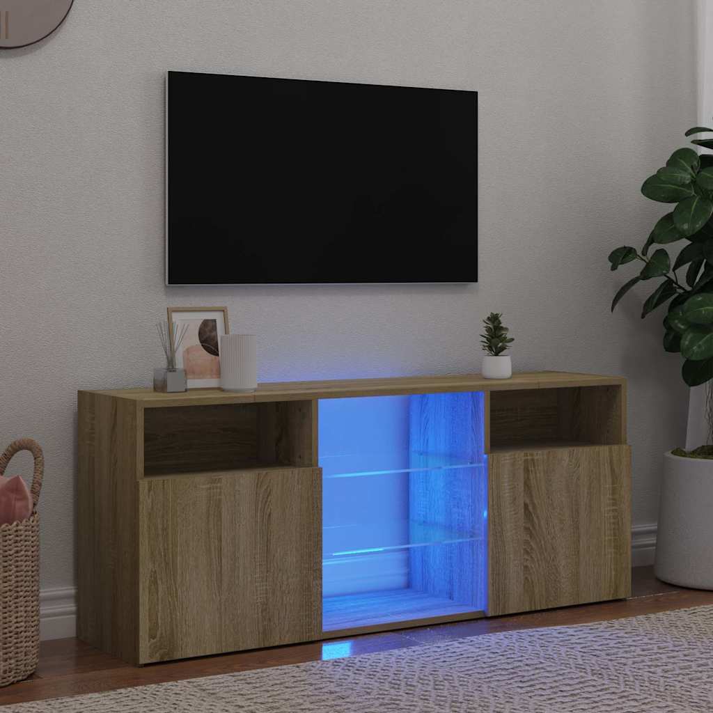 Meuble TV avec lumières LED chêne sonoma 120x30x50 cm