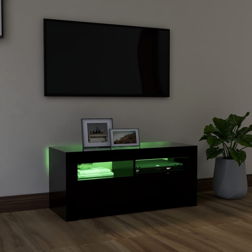 Meuble TV avec lumières LED noir 90x35x40 cm