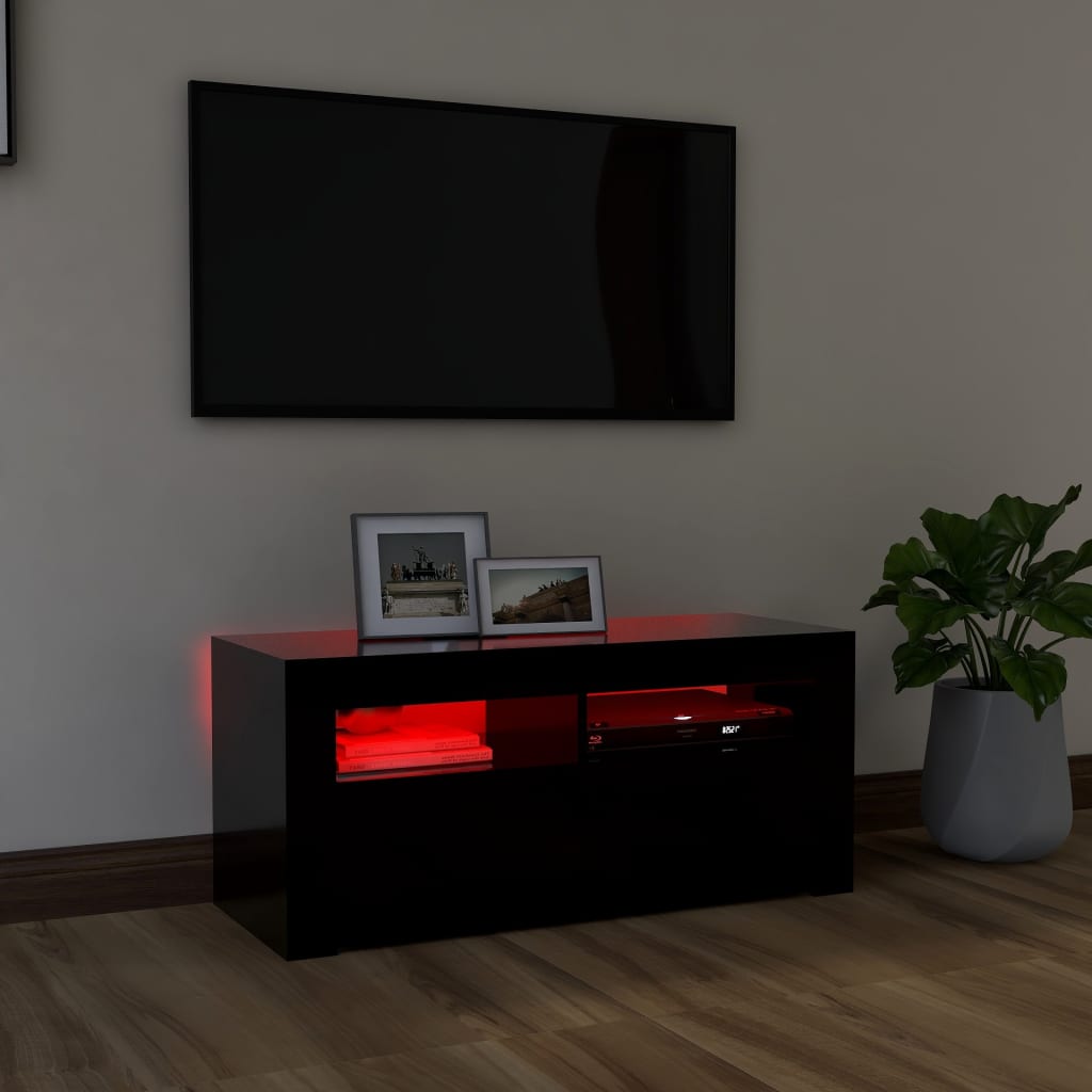 Meuble TV avec lumières LED noir 90x35x40 cm