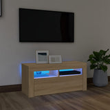 Meuble TV avec lumières LED chêne sonoma 90x35x40 cm