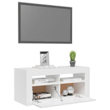 Meuble TV avec lumières LED blanc brillant 90x35x40 cm