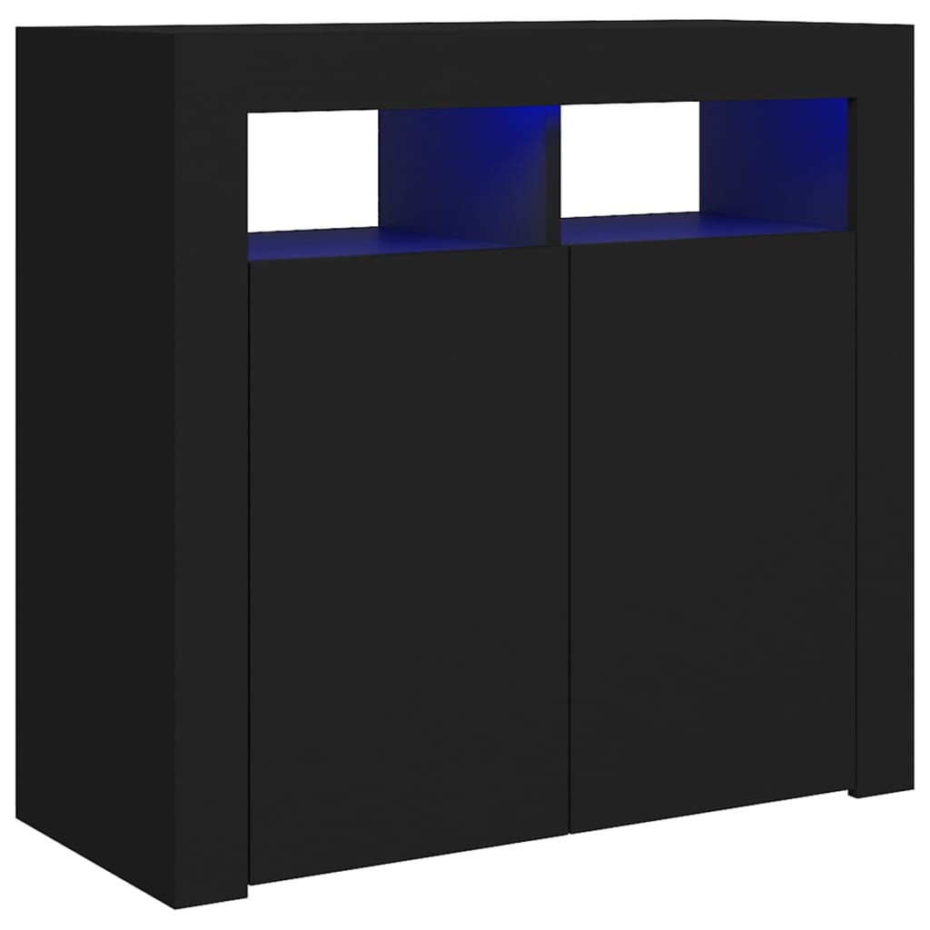 Sideboard mit LED-Leuchten schwarz 80x35x75 cm