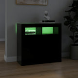 Sideboard mit LED-Leuchten schwarz 80x35x75 cm