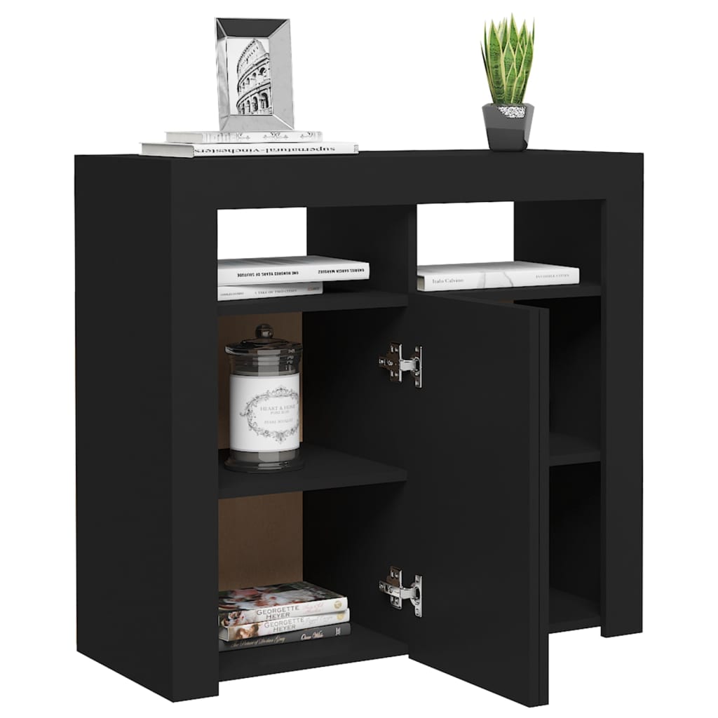 Sideboard mit LED-Leuchten schwarz 80x35x75 cm