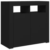 Sideboard mit LED-Leuchten schwarz 80x35x75 cm