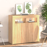 Sideboard with LED lights sonoma oak 80x35x75 cm