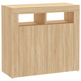 Sideboard with LED lights sonoma oak 80x35x75 cm