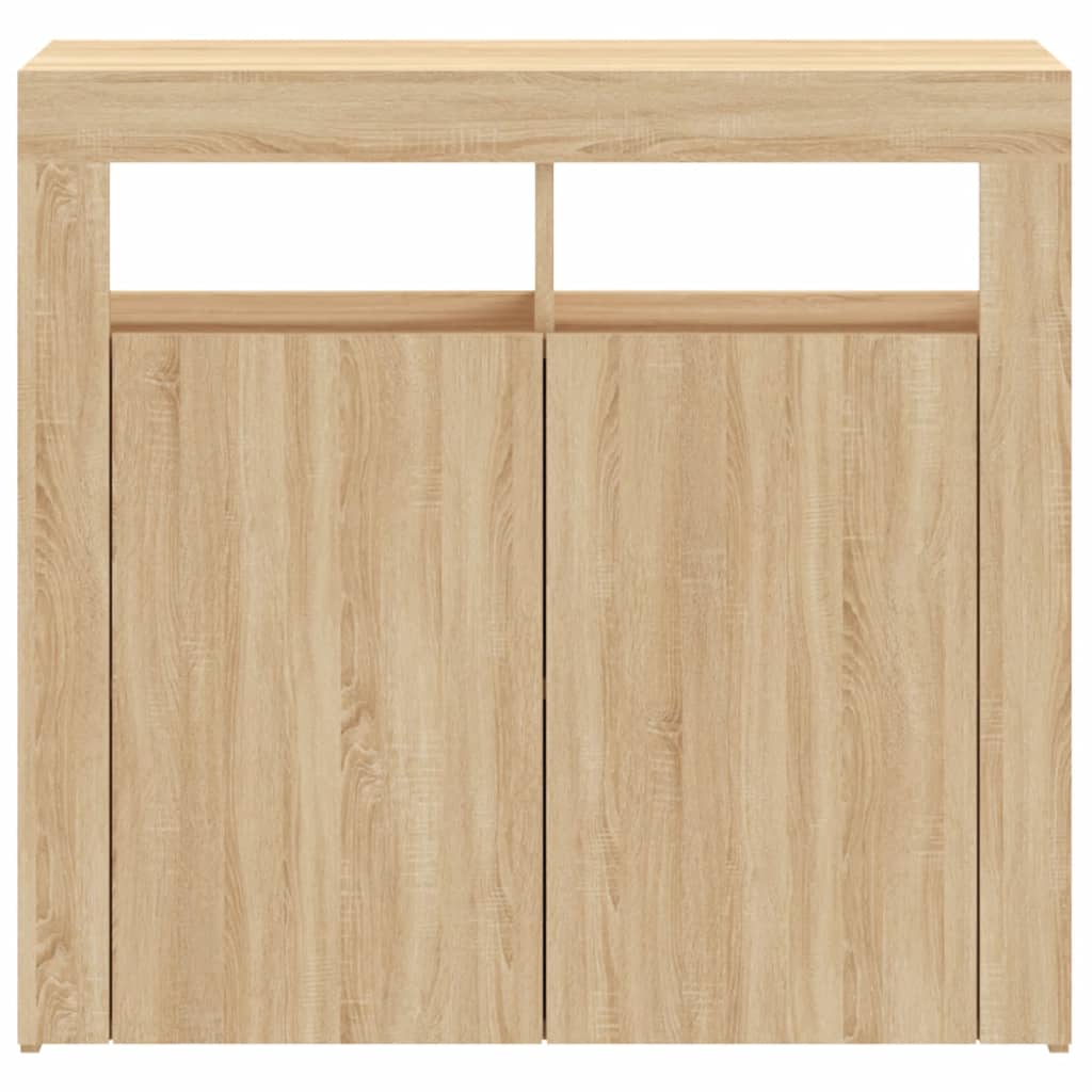 Sideboard with LED lights sonoma oak 80x35x75 cm