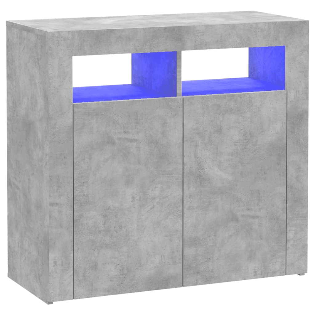 Sideboard mit betongrauen LED-Leuchten 80x35x75 cm