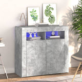 Sideboard mit betongrauen LED-Leuchten 80x35x75 cm